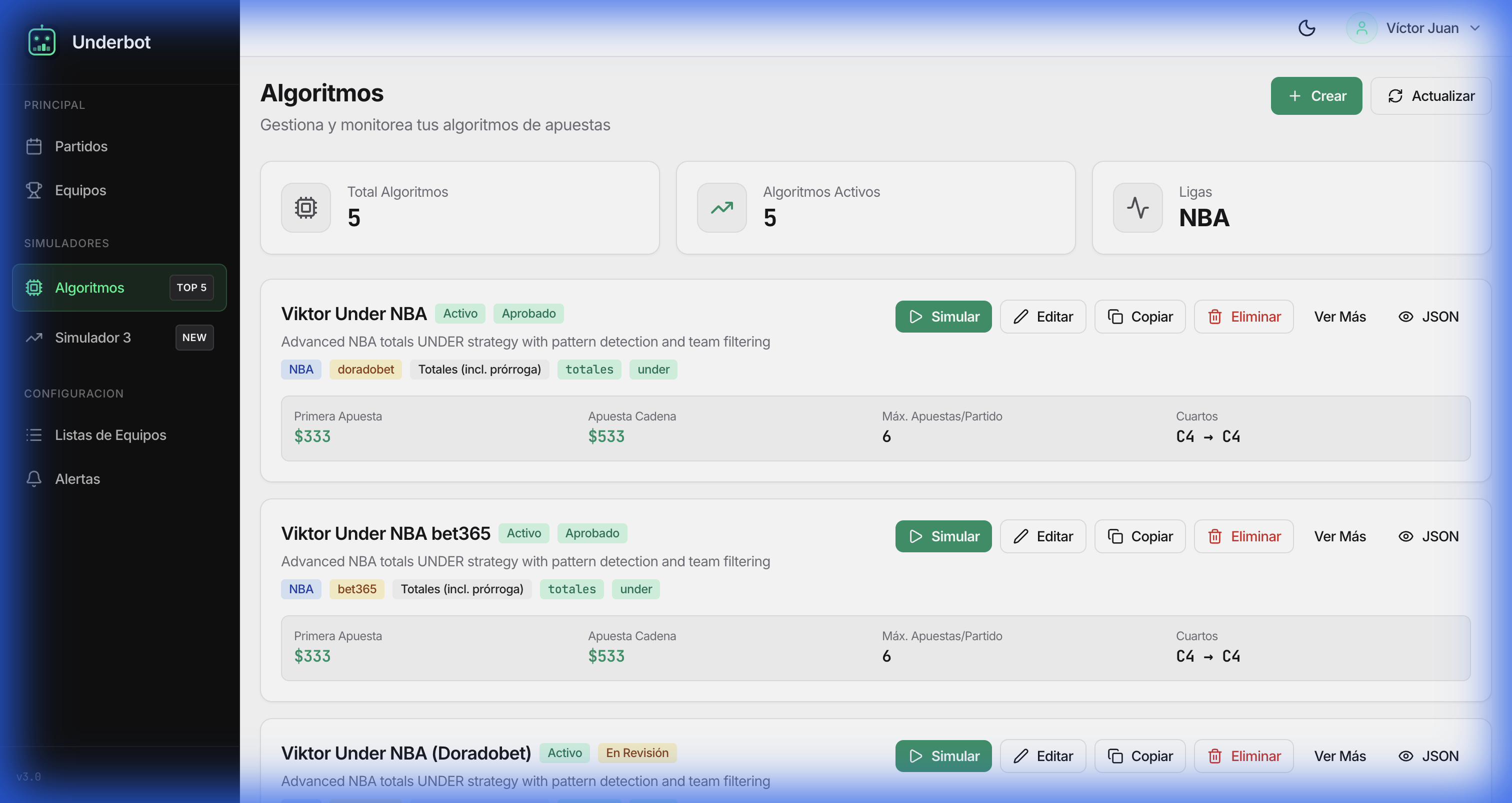 Gestor de Algoritmos